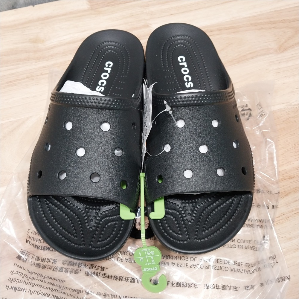 Crocs Saturday Slide Sandals Size 8 Black 213294-001 Women Lightweight Comfort